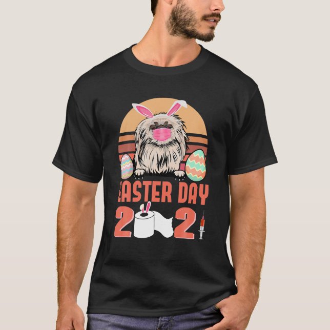 Pekingese Ansikte Mask Rabbit Bunny Egg Påsk Da T Shirt (Framsida)