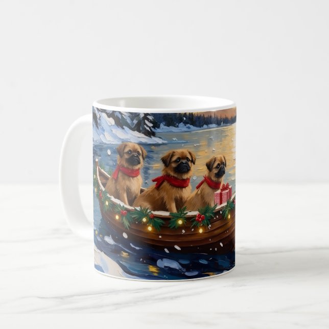 Pekingese Christmas Boat Holiday Kaffemugg (Framsida vänster)
