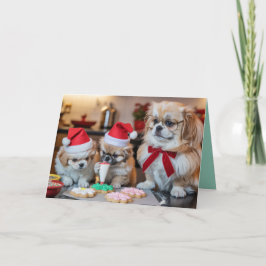 Pekingese Christmas Cookie Card Kort