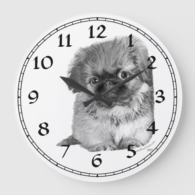 Pekingese Clock Stor Klocka (Framsida)