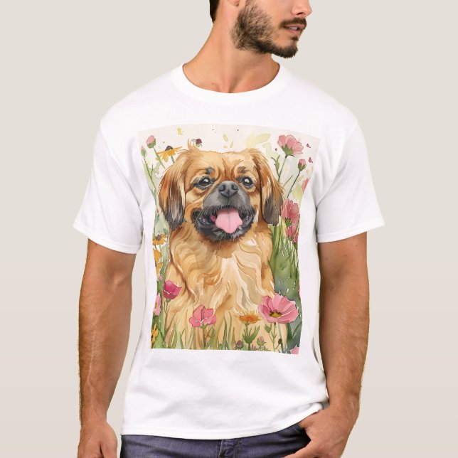  Pekingese Dad Shirt – Watercolor T Shirt (Framsida)