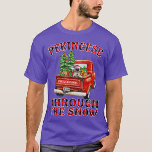 Pekingese genom Snö jul Lastbil Play R T Shirt