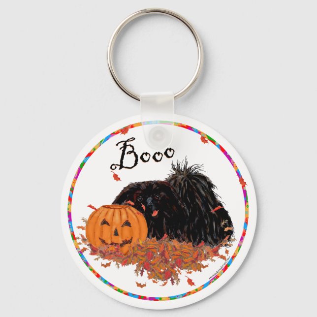 Pekingese Halloween Nyckelring (Framsida)
