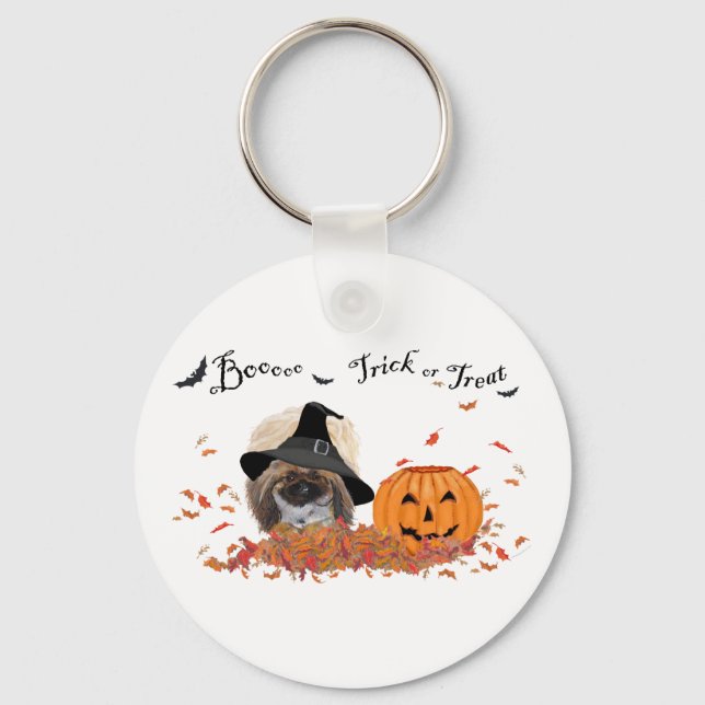 Pekingese Halloween Nyckelring (Framsida)