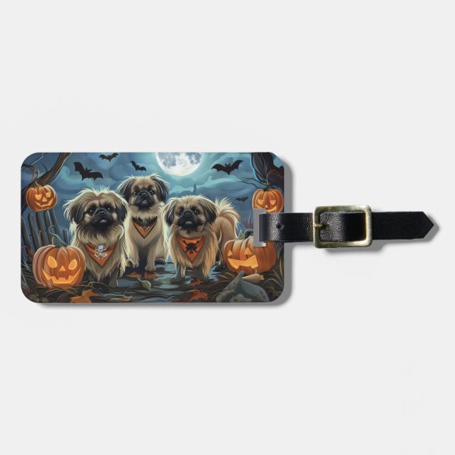 Pekingese Halloween Spooky Bagagebricka (Horisontell Framsida)