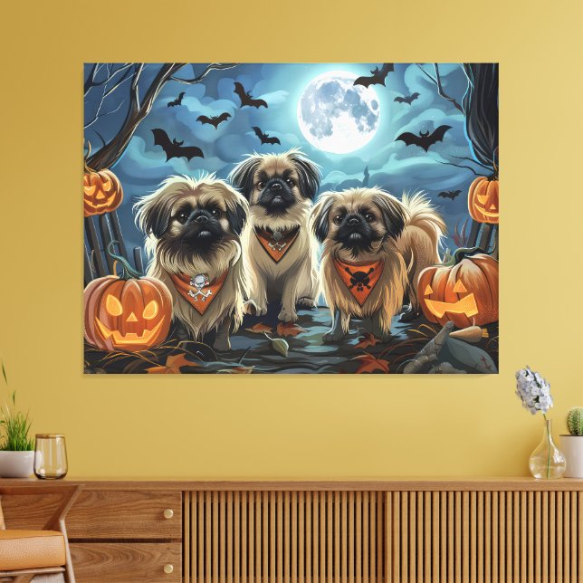 Pekingese Halloween Spooky Canvastryck (Insitu (Vardagsrum))
