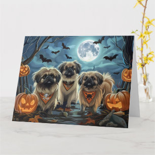 Pekingese Halloween Spooky Kort