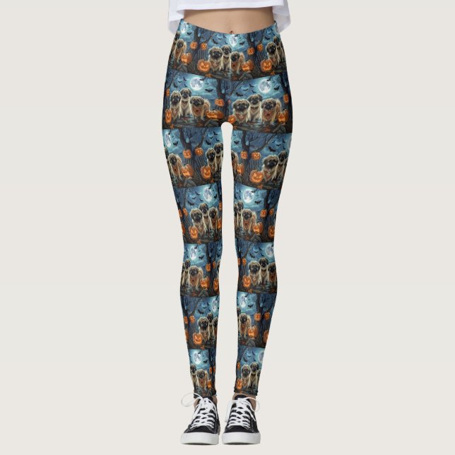 Pekingese Halloween Spooky Leggings (Framsida)