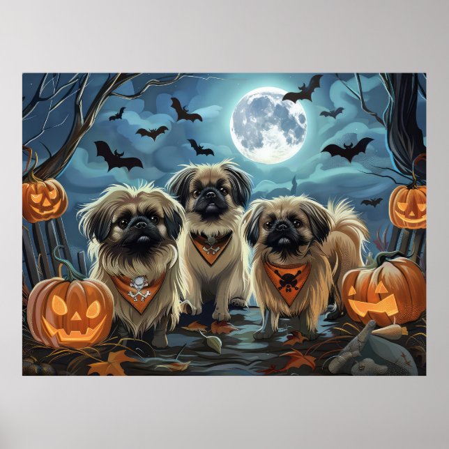 Pekingese Halloween Spooky Poster (Framsidan)