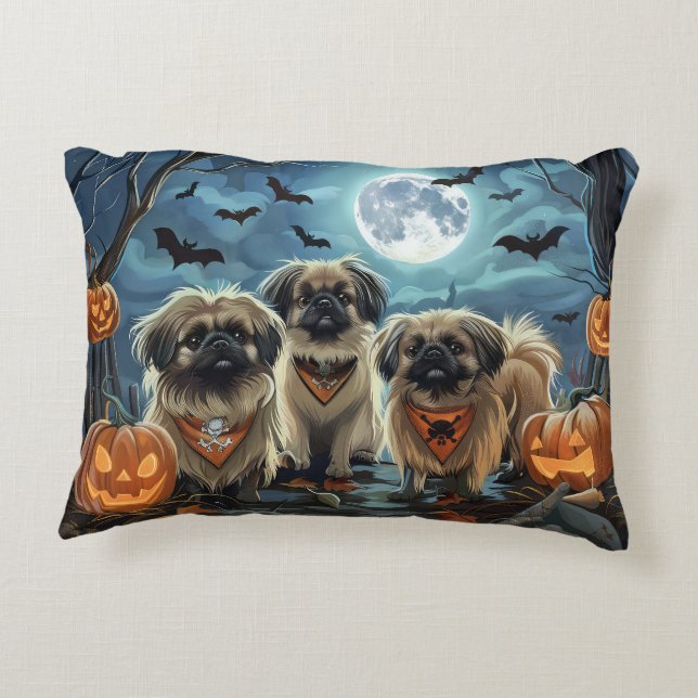 Pekingese Halloween Spooky Prydnadskudde (Baksidan)