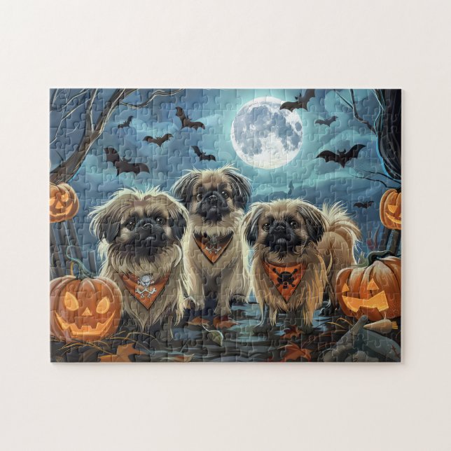 Pekingese Halloween Spooky Pussel (Horisontell)