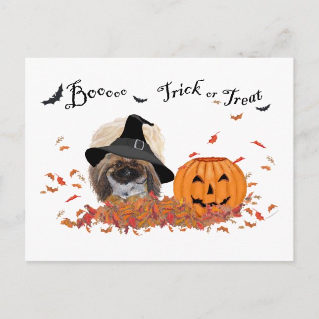 Pekingese Halloween Vykort (Framsida)