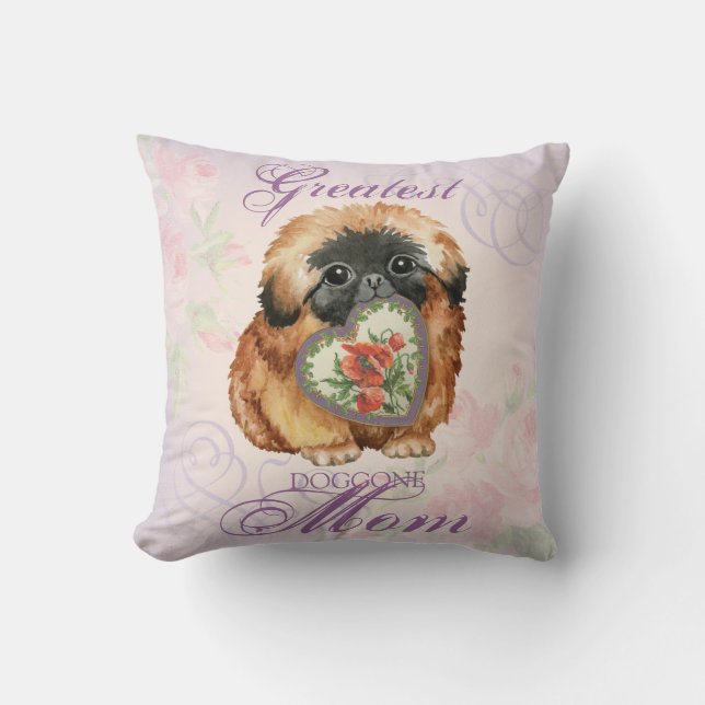 Pekingese Heart Mamma Kudde (Framsida)