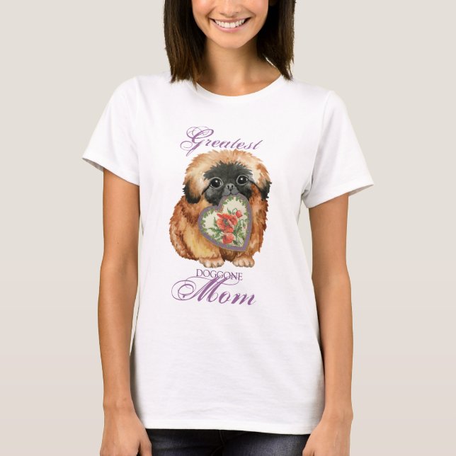 Pekingese Heart Mamma T Shirt (Framsida)