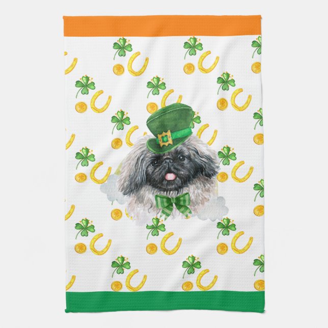 Pekingese Helgdag Home Decor St patricks day Kökshandduk (Vertikal)