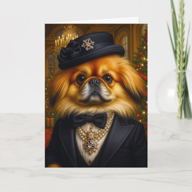Pekingese Holiday Card Helgkort (Framsida)