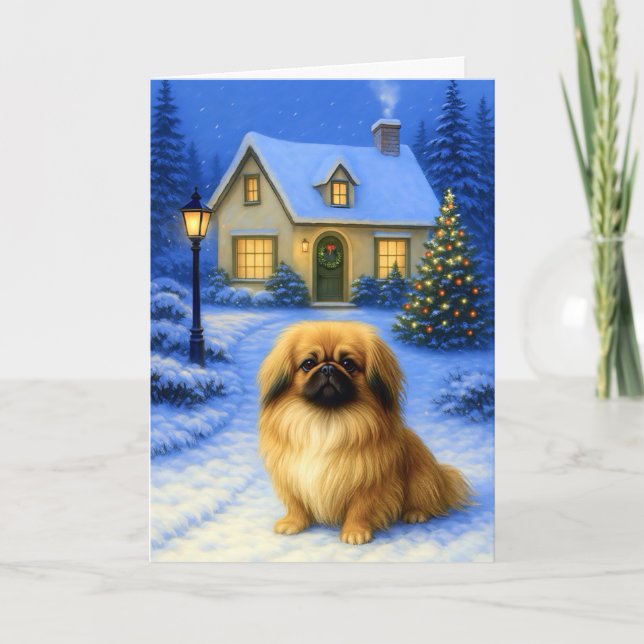 Pekingese Holiday Card Helgkort (Framsida)