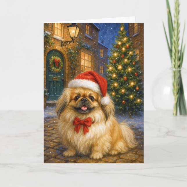 Pekingese Holiday  Card Kort (Framsida)