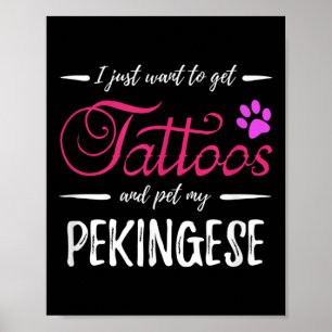Pekingese Hund älskare Tattoo Rolig hund Mamma Gif Poster