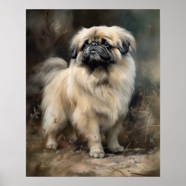 Pekingese Hund Art Print Poster (Framsidan)