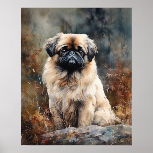 Pekingese Hund Art Print Poster (Framsidan)