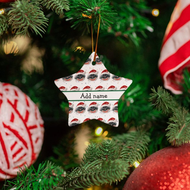 Pekingese Hund aveln, julstjärnor Julgransprydnad Keramik (Skapare uppladdad)