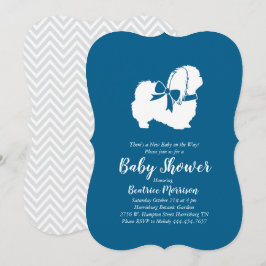 Pekingese Hund Baby Shower Boy Blue Inbjudningar