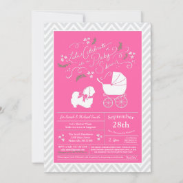 Pekingese Hund Baby Shower Girl Rosa Inbjudningar