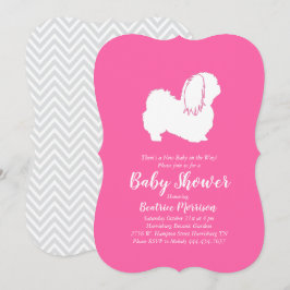Pekingese Hund Baby Shower Girl Rosa Inbjudningar