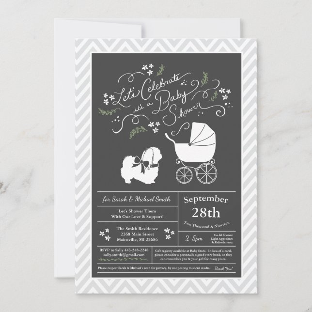 Pekingese Hund Baby Shower Neutralt Inbjudningar (Framsida)