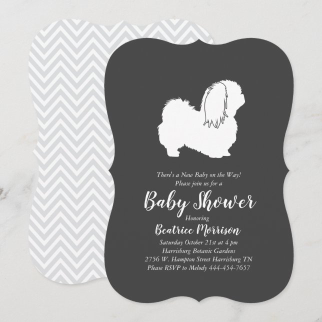 Pekingese Hund Baby Shower Neutralt Inbjudningar (Fram/baksida)
