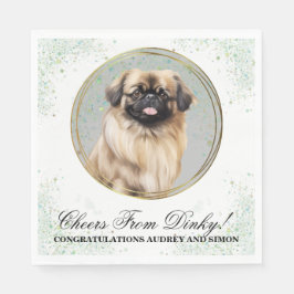 Pekingese Hund Bröllop Napkins med Hundar foto Pappersservett