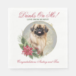 Pekingese Hund Bröllop Napkins med Hundar foto Pappersservett