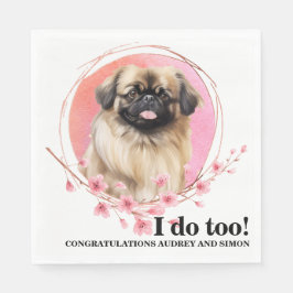 Pekingese Hund Bröllop Napkins med Hundar foto Pappersservett