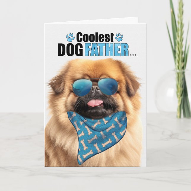 Pekingese Hund Coolest Pappa Alltid Fars dag Helgkort (Framsida)