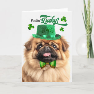 Pekingese Hund Feelin' Lucky St patrick's day Helgkort