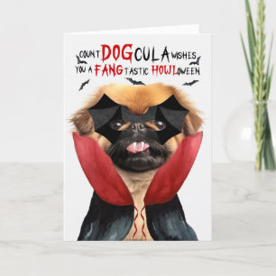 Pekingese Hund Funny Count DOGcula Halloween Helgkort