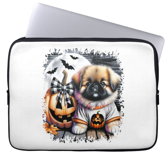 Pekingese Hund Halloween Square Laptop Fodral (Framsidan)
