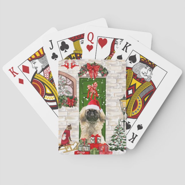 Pekingese Hund jul Casinokort (Baksidan)