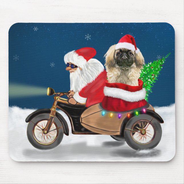 Pekingese Hund jul Jultomten Musmatta (Framsidan)