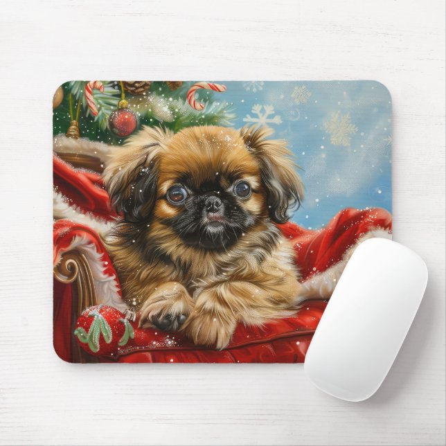 Pekingese Hund jul Musmatta (Med mus)