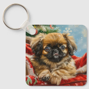 Pekingese Hund jul Nyckelring