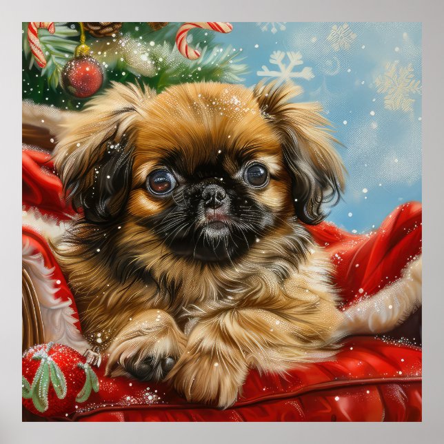 Pekingese Hund jul Poster (Framsidan)