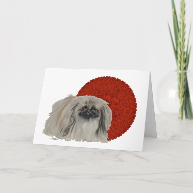 Pekingese Hund Notes Helgkort (Framsida)