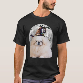 Pekingese Hund och Måne Halloween Costume Hund T Shirt