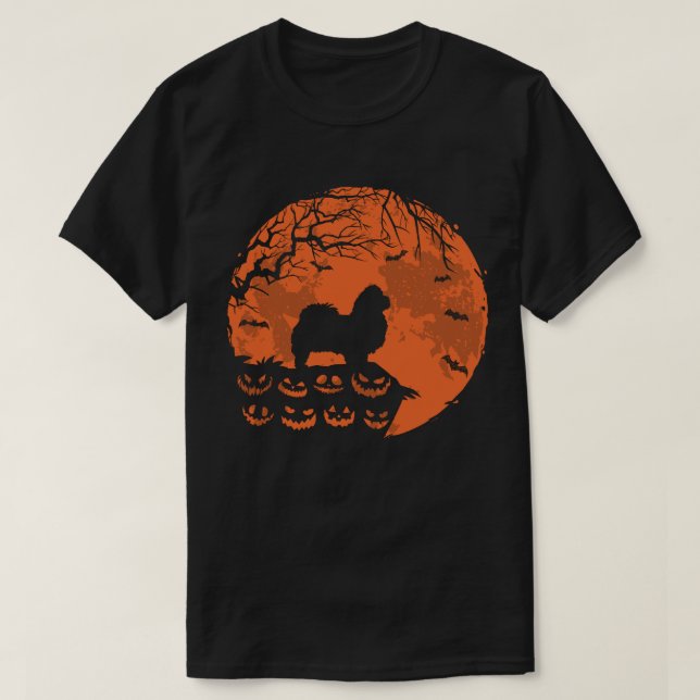Pekingese hund och Måne Halloween Hund älskare Gif T Shirt (Design framsida)