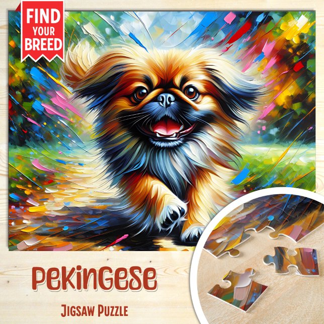 Pekingese Hund Porträtt Acrylic Art Print Hund äls Pussel (Skapare uppladdad)