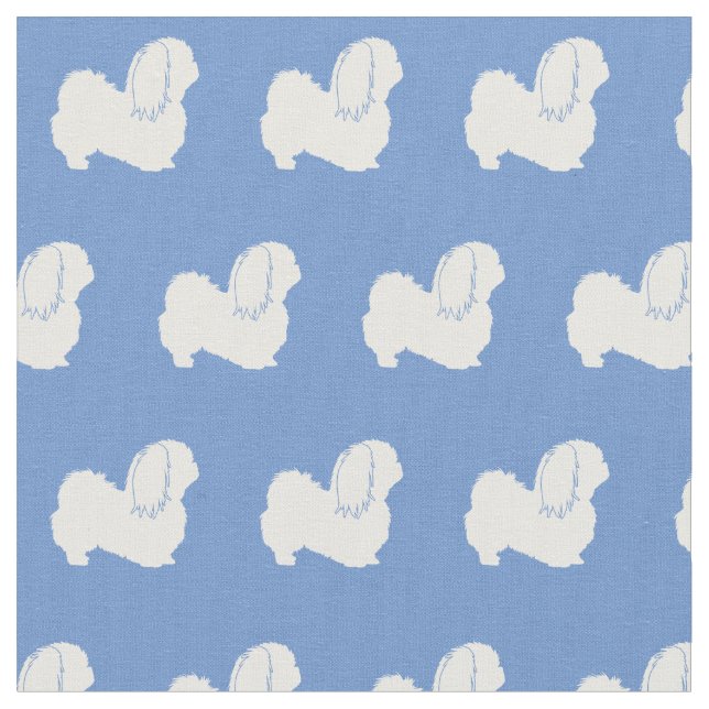 Pekingese Hund Silhouette Pet Light Blue Tyg (Närbild)