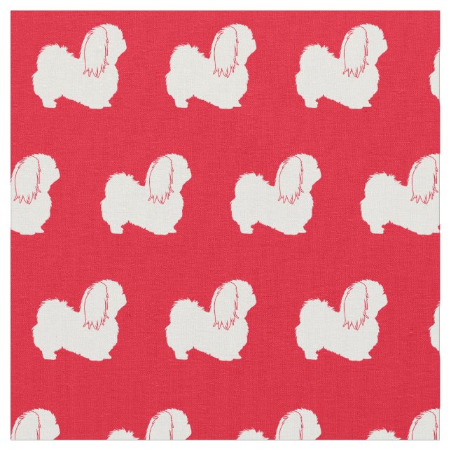 Pekingese Hund Silhouette Pet Red Tyg (Närbild)