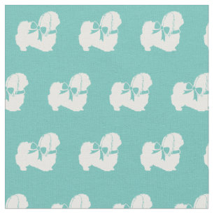 Pekingese Hund Silhouette Pet Teal Tyg